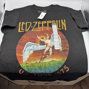 Led Zeppelin U.S. Tour 1975 Black T-Shirt MEDIUM New